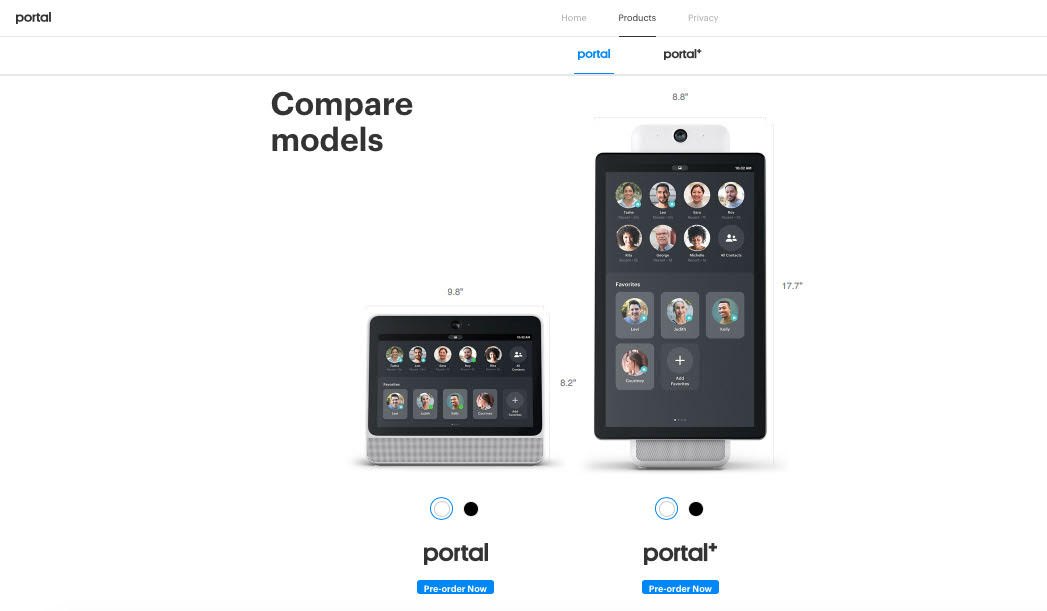 Facebook presenta Portal y Portal + dispositivos para realizar videoconferencias